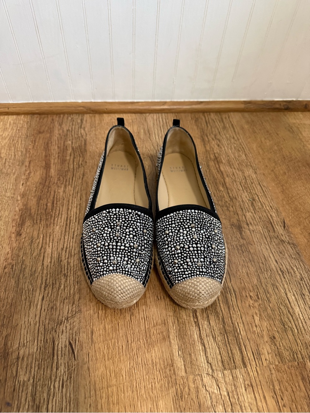 *EUC* Stuart Weitzman "Rockon" Studded Rhinestone Espadrille Flats - Picture 6 of 7